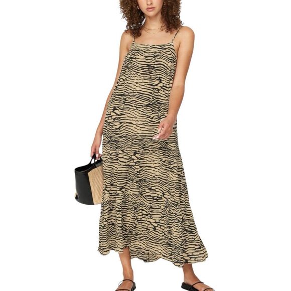 Rails Brown Animal Print Rayon Maty Midi Dress S - Picture 1 of 6